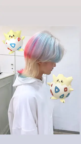 ショート カラー メンズ inqまい/名古屋駅 🦋ブリーチカラーのヘアスタイル