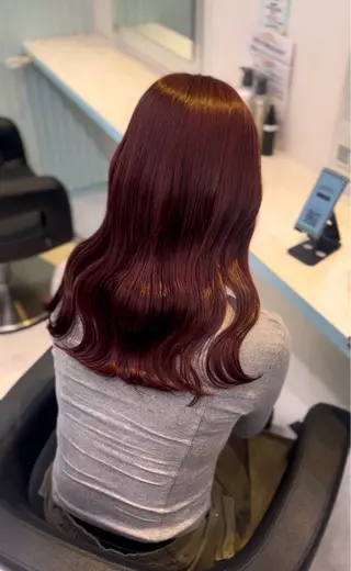 ロング カラー ブリーチなし🍒中韓 /暖色系🍒のヘアスタイル