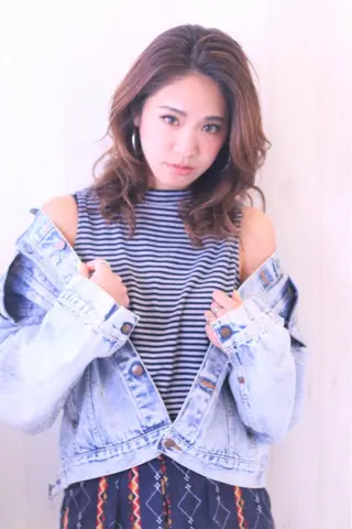 ミディアム カラー パーマ ヘアアレンジ メンズ Saffyハリウッド トリートメント◎のヘアスタイル