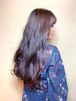 ロング カラー パーマ 🔶艶髪レイヤー 縮毛矯正 金山🔶のヘアスタイル