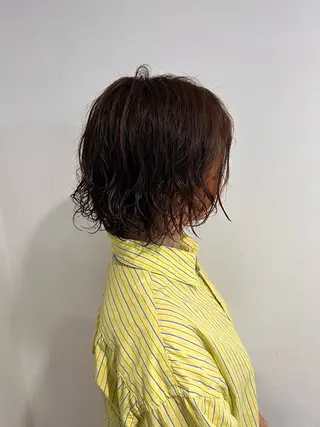 ミディアム カラー パーマ 斉藤 陸のヘアスタイル