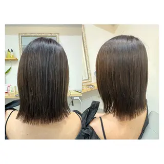ミディアム レイヤーカット・ 縮毛矯正 星野のヘアスタイル