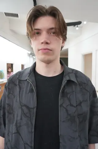 ミディアム パーマ メンズ グランジヘア 無造作ヘアHYUGAのヘアスタイル