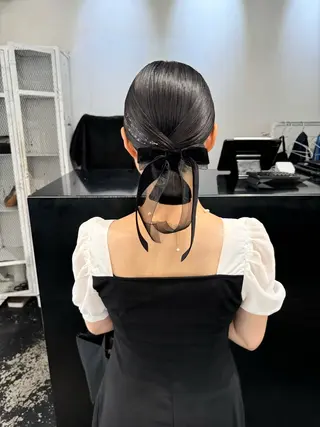 ミディアム カラー ヘアアレンジ 艶ハイトーン/ヘア アレンジAYAKAのヘアスタイル