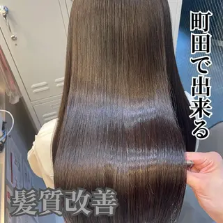 セミロング カラー 髪質改善× ハイライト溝江のヘアスタイル