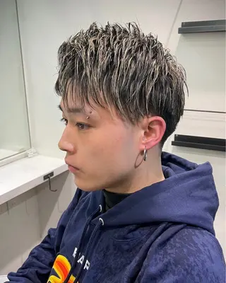 ショート カラー ヘアアレンジ メンズ 梅田/メンズパーマ /短髪/田中崇奨のヘアスタイル