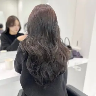 セミロング カラー 赤みなし艶カラー🍈 ユウナ🍈🤍のヘアスタイル