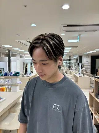 ミディアム カラー メンズ 湘南/メンズパーマ/ 支持率No.1ユチカのヘアスタイル