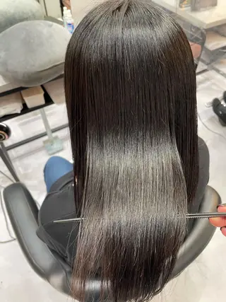 セミロング カラー パーマ 髪質改善× ハイライト溝江のヘアスタイル