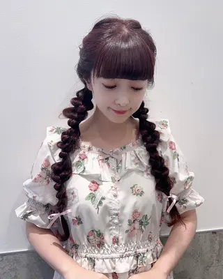 ロング カラー ヘアアレンジ 💗ガーリーヘア🎀 saki💗のヘアスタイル