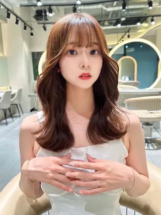 セミロング 髪質改善×韓国ヘアサロン Role 博多【ロール】所属・yui🎀ブリーチ なしWカラー／博多のヘアスタイル