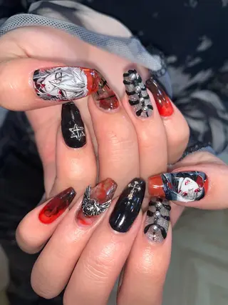 ネイル NES NAIL所属・さゆり￤推しキャラ ￤ロングネイル🩷のネイルデザイン