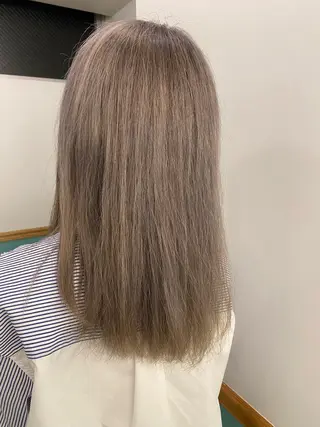 セミロング カラー 似合わせハイトーン 👾はちすのヘアスタイル