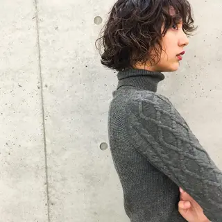 ショート パーマ 美髪/デザイン /　湯本　哲也のヘアスタイル