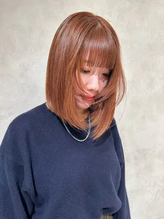 ミディアム カラー ayano🍒パーマ 暖色カラーのヘアスタイル