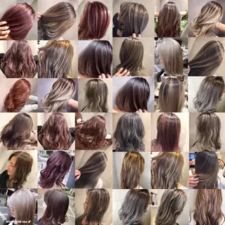 ロング カラー ハイダメージ毛 縮毛矯正のヘアスタイル