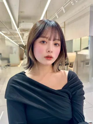 ミディアム レイヤー/韓国/ 顔周り/しんやのヘアスタイル