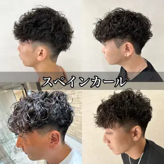 ショート カラー パーマ ヘアアレンジ メンズ 💈メンズ特化 美容師サキ💈のヘアスタイル