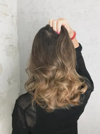 ミディアム カラー パーマ ヘアアレンジ 韓国ヘア✨グレージュ カラーasamiのヘアスタイル