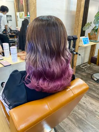 セミロング カラー ブリーチ毛対応酸性 ストレート🌈サキのヘアスタイル