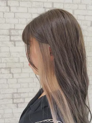 ミディアム カラー ヘアアレンジ ブリーチなし艶カラー 東家のヘアスタイル