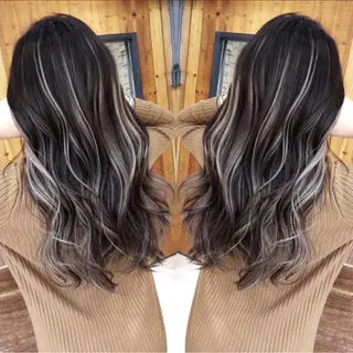 ロング salowin 原宿 aroa所属・韓国／ハッシュカット ／透明感カラー／金野のヘアスタイル