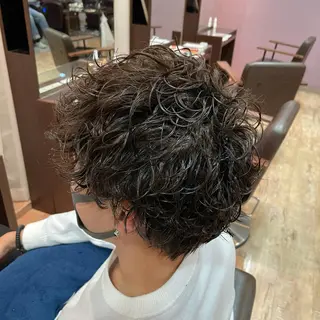 ショート パーマ メンズ 大阪長居🌱野見山 卓也のヘアスタイル