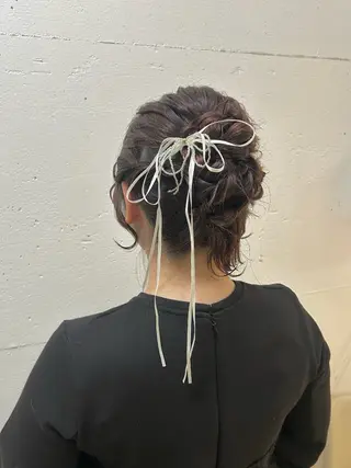 セミロング ♛︎ きっか ♛︎ ヘアアレンジ🩵のヘアスタイル