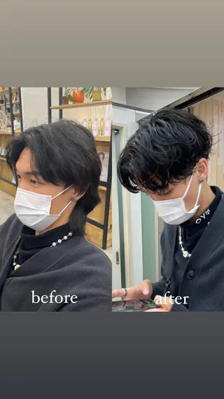 ショート パーマ メンズ HIKARU副店長/ ✨️髪質改善のヘアスタイル