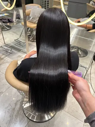 ロング カラー 透明感カラー/艶髪 髪質改善/縮毛矯正のヘアスタイル
