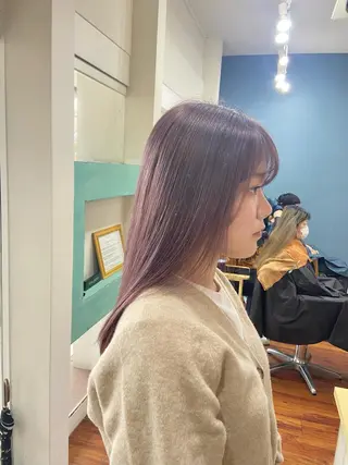 セミロング カラー 髪質改善/ストレート /透明感/西川奈穂のヘアスタイル