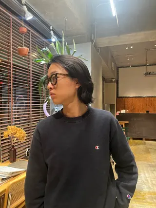 ミディアム カラー パーマ メンズ 渡邊 彩乃のヘアスタイル