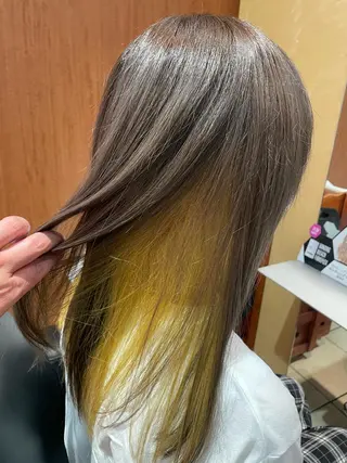 セミロング カラー NINE+/代表 ブリーチ特化型サロンのヘアスタイル