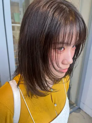 セミロング 藤井 美歩/赤髪のヘアスタイル