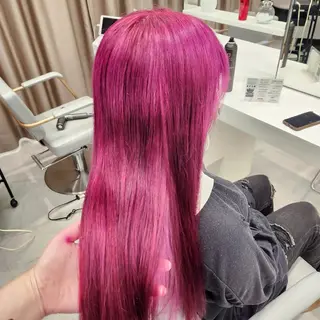 ロング カラー 推しアニメカラー🌈 ツヤ透明感カラー🦄のヘアスタイル