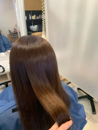 セミロング 髪質改善ストレート/ ブリーチ／渋谷　福田のヘアスタイル