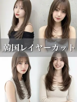 ロング カラー 赤み消し韓国ヘア レイヤー縮毛🤍渡邉のヘアスタイル