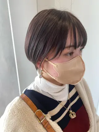 ショート カラー ピンク/ベージュ /似合わせ/田島百華のヘアスタイル