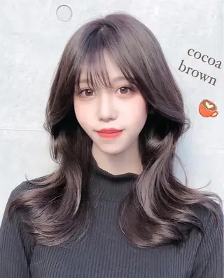 セミロング カラー ブリーチなし透明感カ ラー×韓国ヘア♡ヒデのヘアスタイル