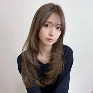 カラー 武田涼レイヤーカット 髪質改善×縮毛矯正のヘアスタイル