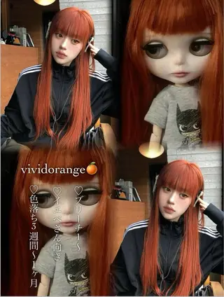 カラー 博多ブリーチ× 透明感/縮毛矯正のヘアスタイル