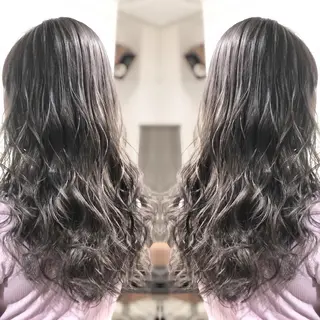 セミロング カラー ヘアアレンジ 髪質改善×ハイトーン 中田啄也のヘアスタイル