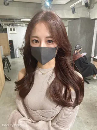 ロング カラー パーマ ヘアアレンジ メンズ キッズ ネイル マツエク・マツパ アイブロウ レイヤー/顔周り 韓国ヘア森田和貴のヘアスタイル