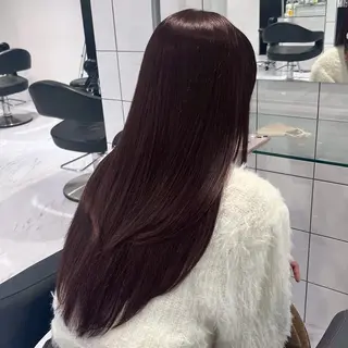 ロング カラー ワインレッド🍒ラベ ンダーKiyokaのヘアスタイル