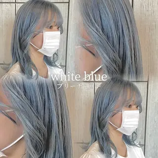 セミロング カラー 夏向/ハイトーン /パーマのヘアスタイル