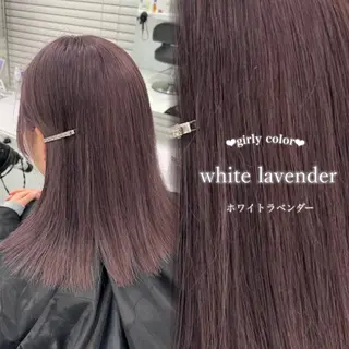セミロング カラー ヘアアレンジ 🤍淡色ピンク&ラベ ンダーYUKI🤍のヘアスタイル