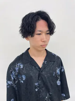 パーマ メンズ スパイキーパーマ 柏NO1 藤本葉のヘアスタイル