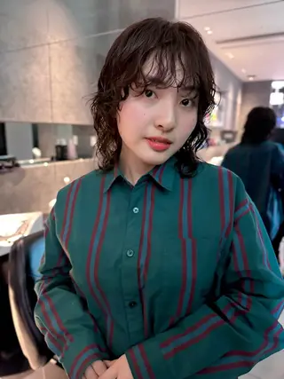 ミディアム 似合わせパーマ 癖毛カットのヘアスタイル