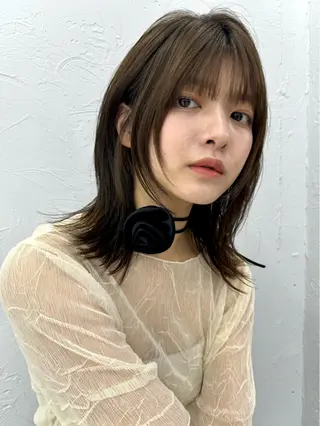 ミディアム カラー レイヤー/ウルフ🤎 mayo.のヘアスタイル