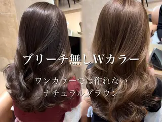 セミロング 服部大地/ブリーチ 無しWカラー髪質改善のヘアスタイル